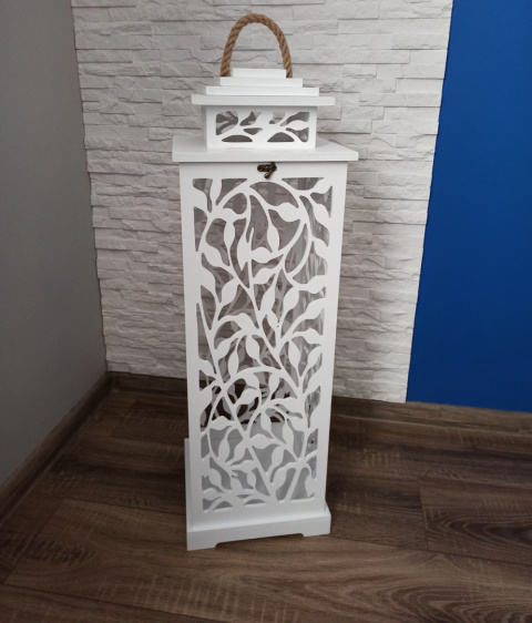 Lampion, latarnia ażurowa, uchwyt z liną, sznurem jutowym Lampion, latarnia ażurowa, uchwyt z liną, sznurem jutowym